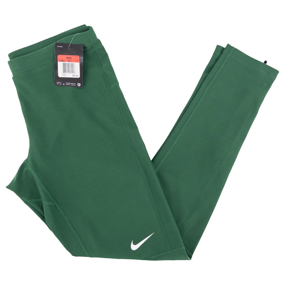 NEW Nike Mens L Running Tights Green Filament Dri-FIT Ankle Zip 519985-341 NWT